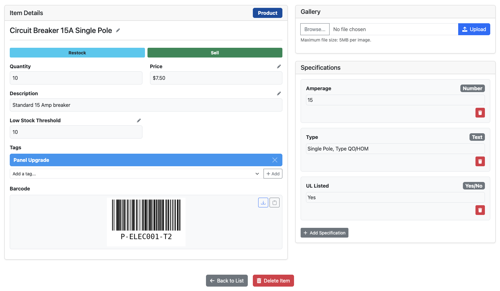 Electrical Consumables Management Software - Product Details with Photo Gallery